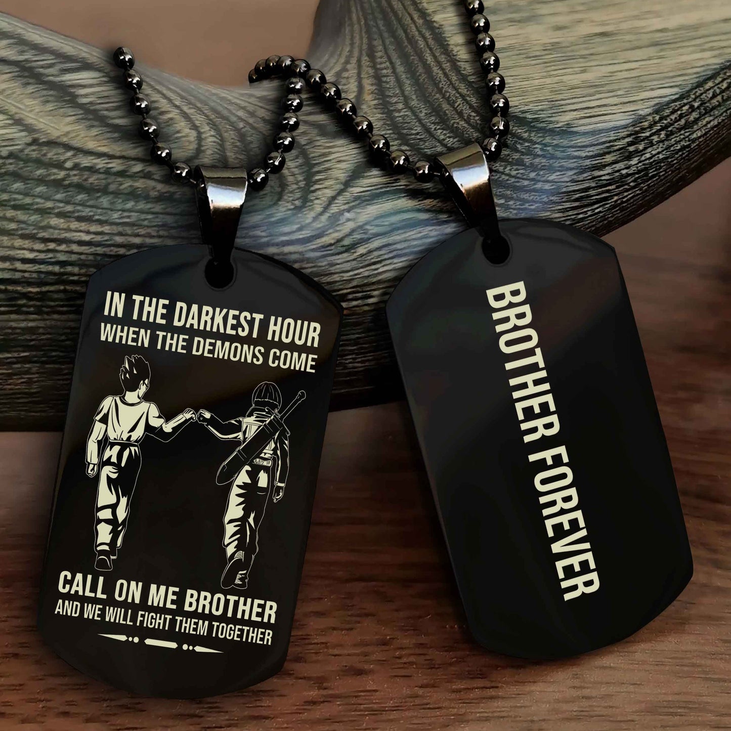 Soldier Customizable engraved black dog tag double sided gift from brother, brother forevers