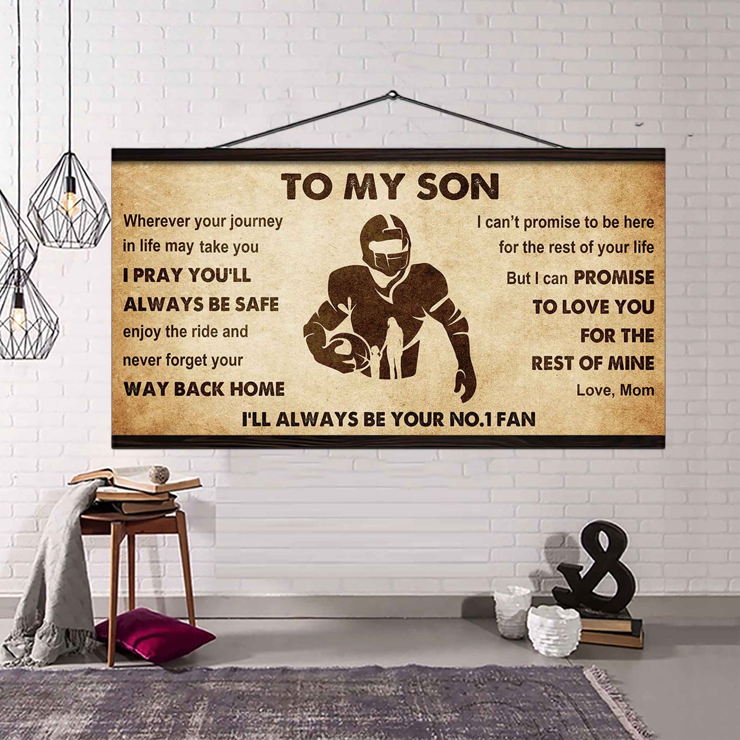 Personalized Sport Poster Canvas I'll Be Your No 1 Fan Mom To Son - Never Forget Your Way Back Home