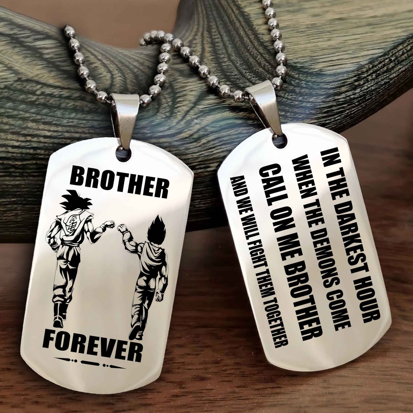 TWD Engraved Double Sided Dog Tag Call On Me Brother NAG Brothers Forever We Will Fight Them Together