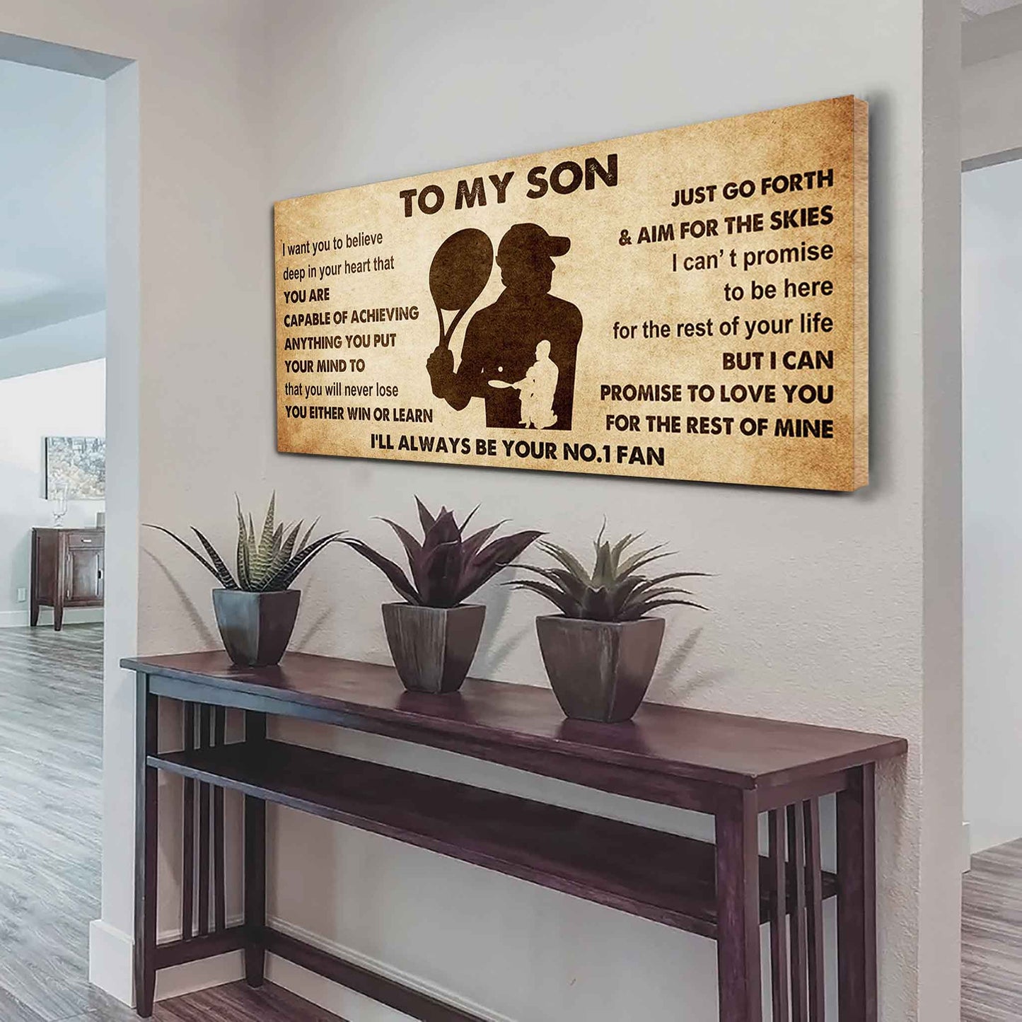 Personalized Sport Poster Canvas I'll Be Your No 1 Fan Dad To Son - You Will Never Lose You Either Win Or Learn
