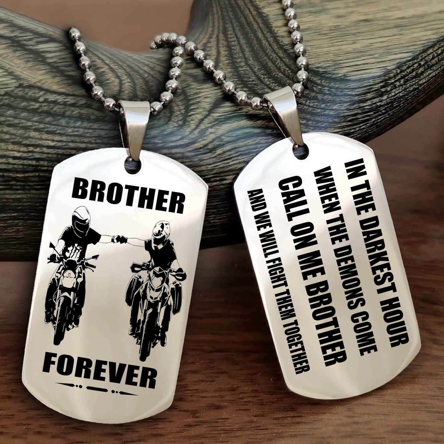 TWD Engraved Double Sided Dog Tag Call On Me Brother NAG Brothers Forever We Will Fight Them Together