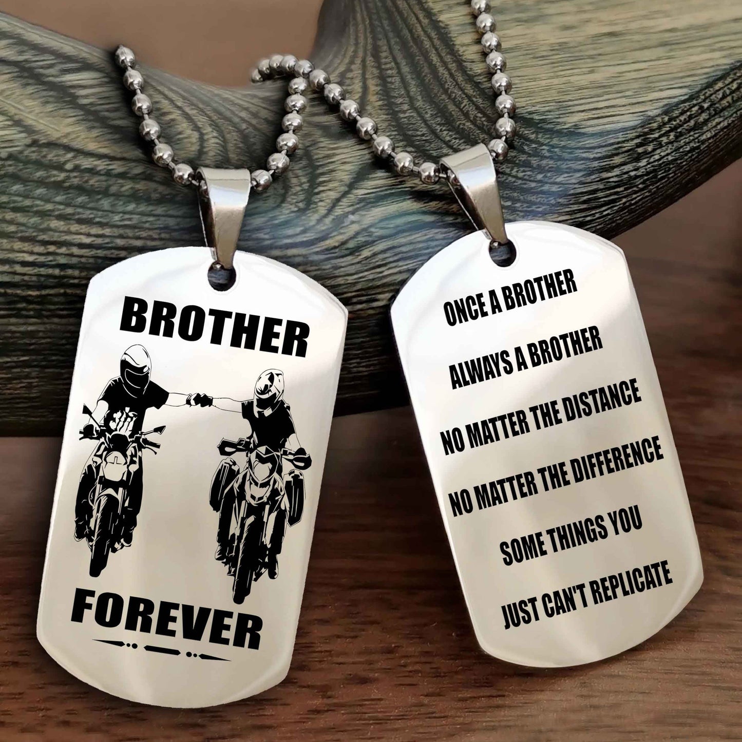 TWD Customizable engraved dog tag double sided gift from brother - Brother Forever Once A Brother Always A Brother