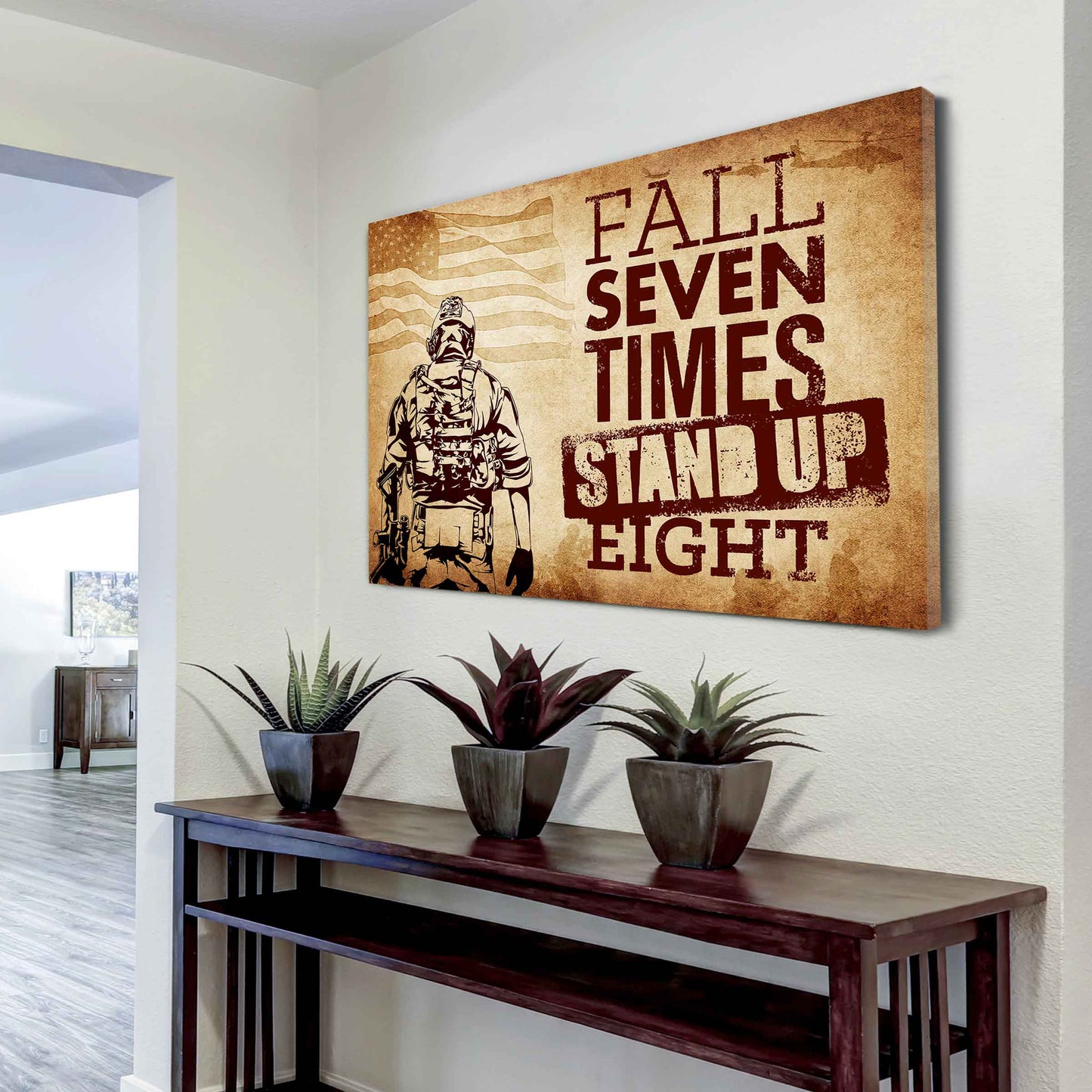 Soldier Poster Canvas Fall Down Seven Times Stand Up Eight