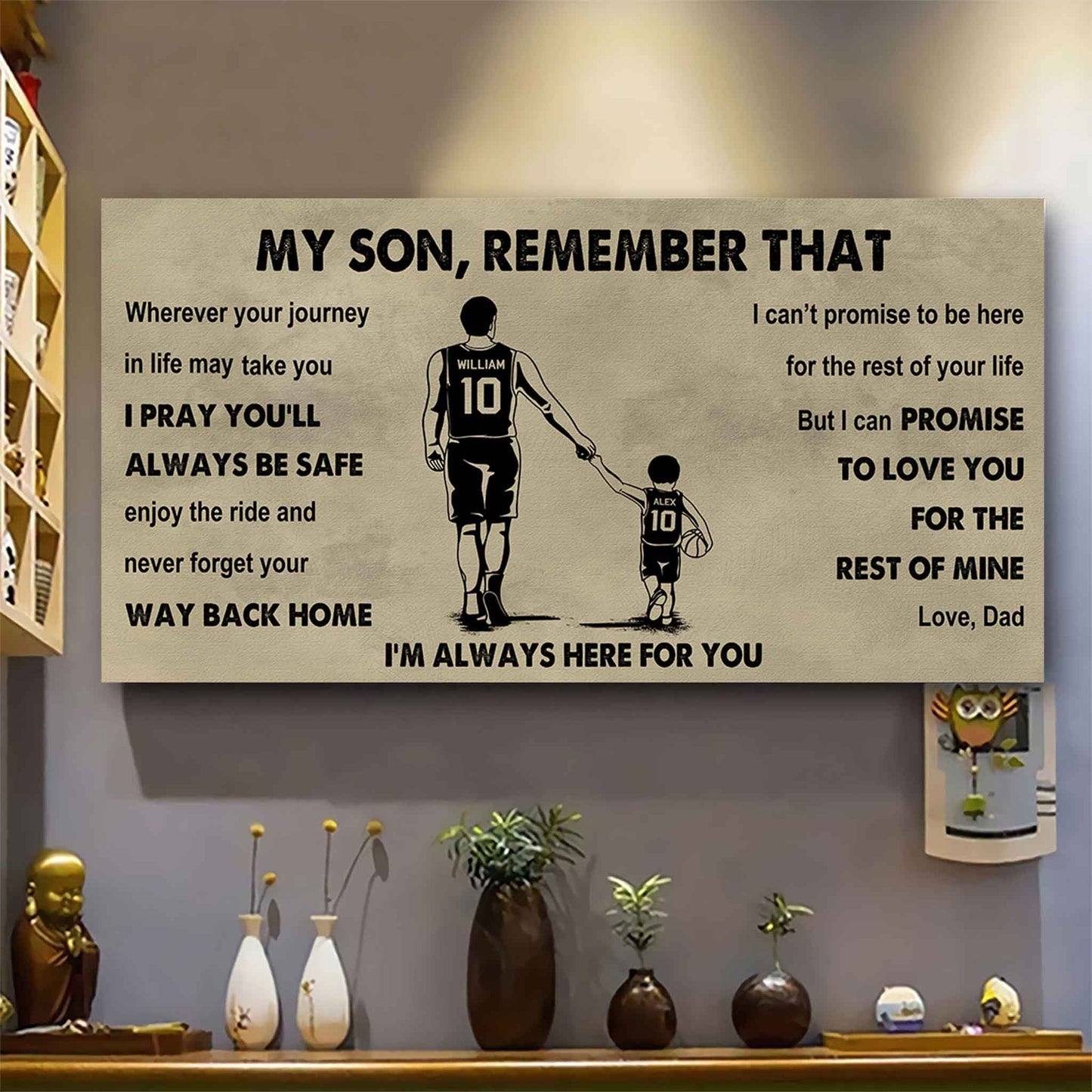 Personalized Sport Poster Canvas -  My Son Remember That Never Forget Your Way Back Home