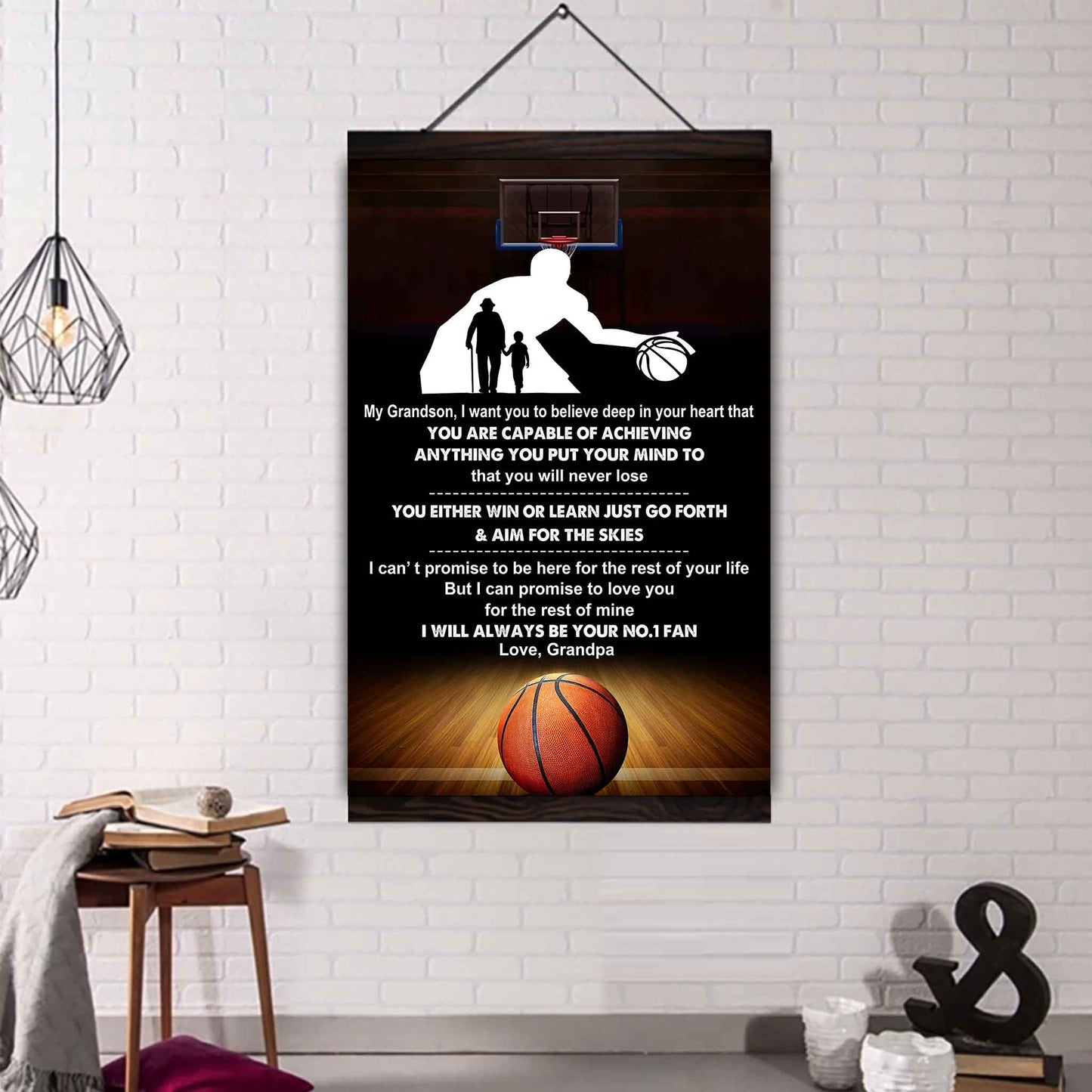 Tennis Poster Canvas Granpa To Grandson - That You Will Never Lose You Either Win Or Learn I Will Always Your No 1 Fan