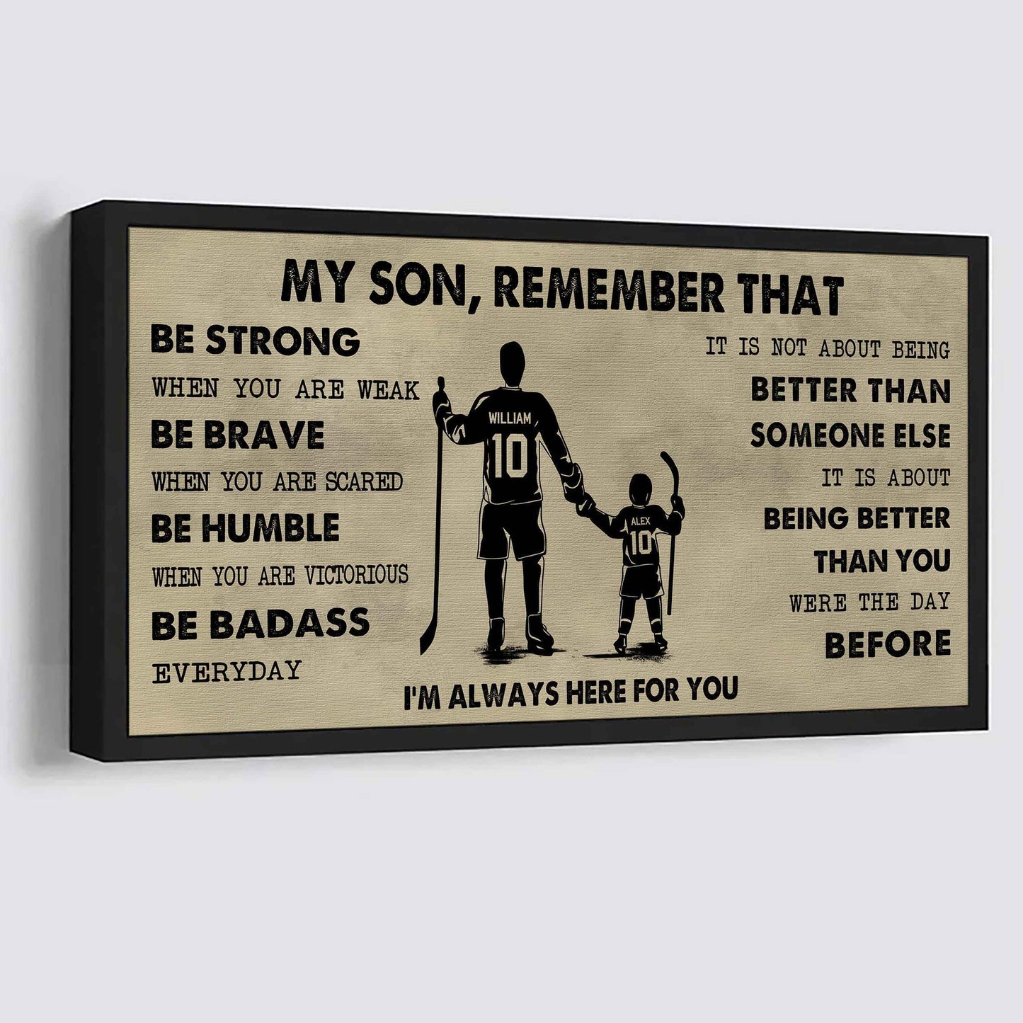 Personalized DRB Poster Canvas - My Son Remember That Be Strong When You Are Weak Be Badass Everyday