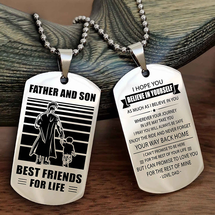 Knight Templar Personalized Double Sided Dog Tag Black To My Son I Love You - Enjoy The Ride And Never Forget Your Way Back Home From