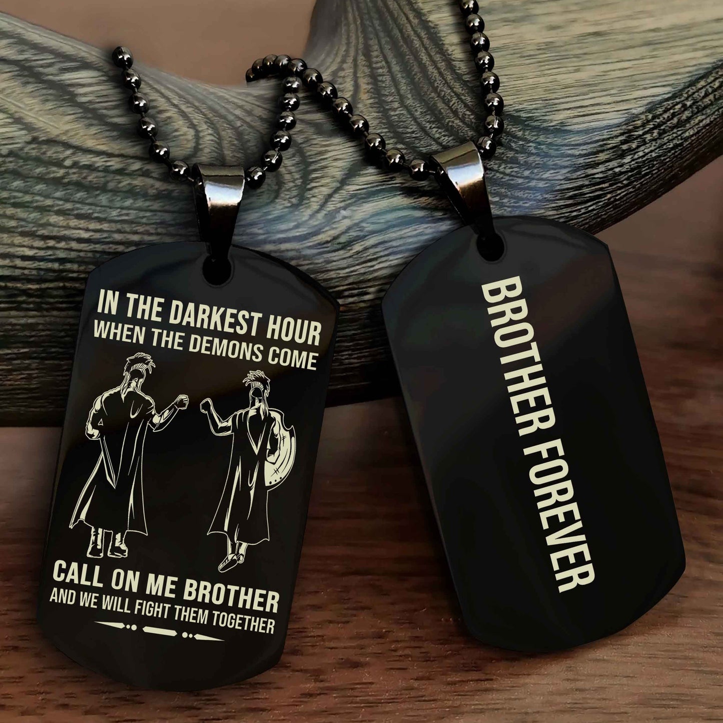 Soldier Customizable engraved black dog tag double sided gift from brother, brother forevers