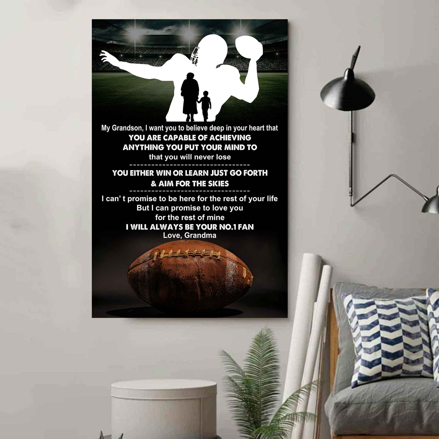 Tennis Poster Canvas Grandma To Grandson - That You Will Never Lose You Either Win Or Learn I Will Always Your No 1 Fan