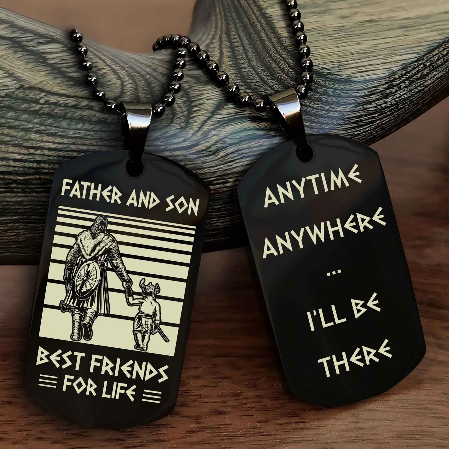 New Viking Double Side Dog Tag Father And Son Best Friends For Life From Dad To Son With Message On The Back Gift For Your Son