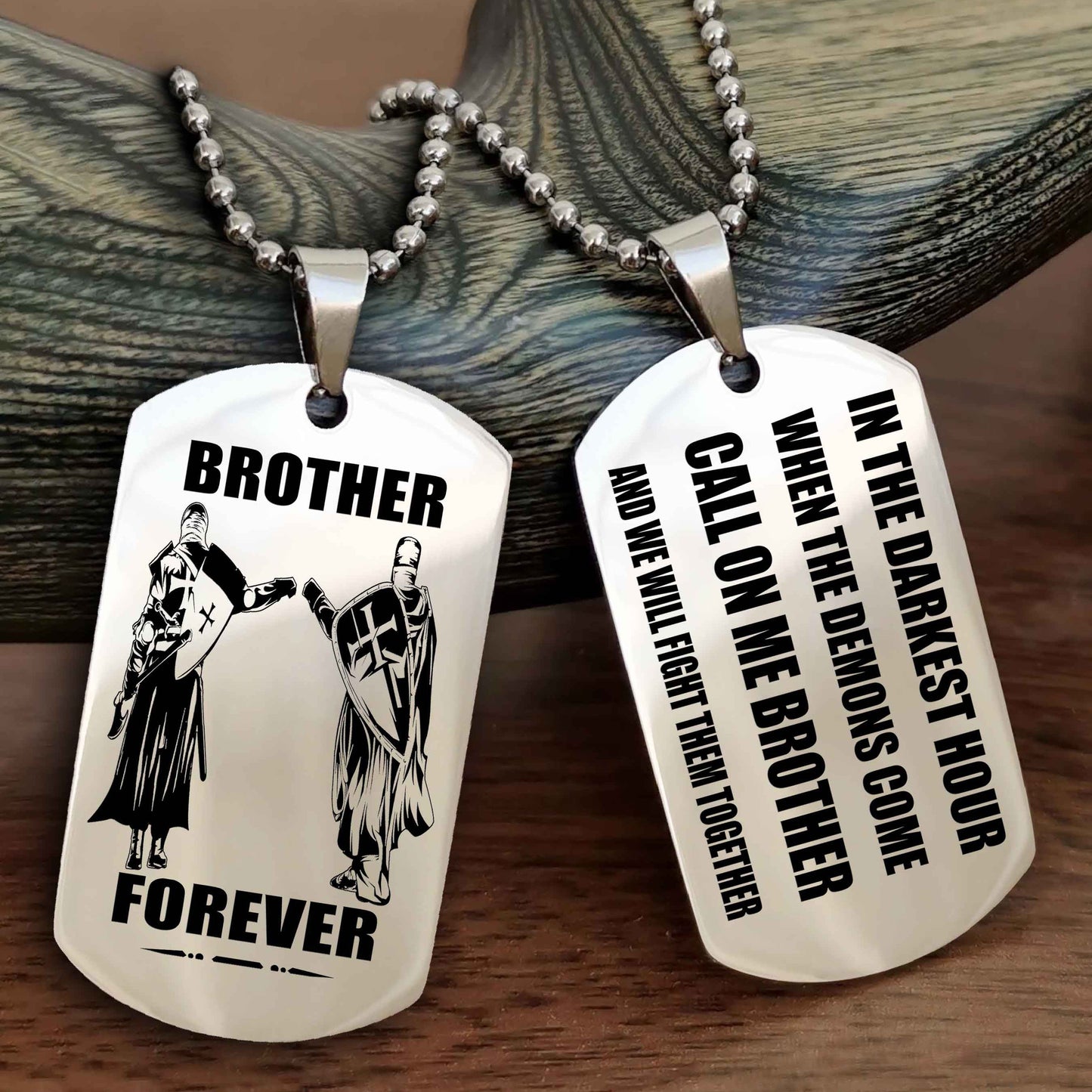 TWD Engraved Double Sided Dog Tag Call On Me Brother NAG Brothers Forever We Will Fight Them Together