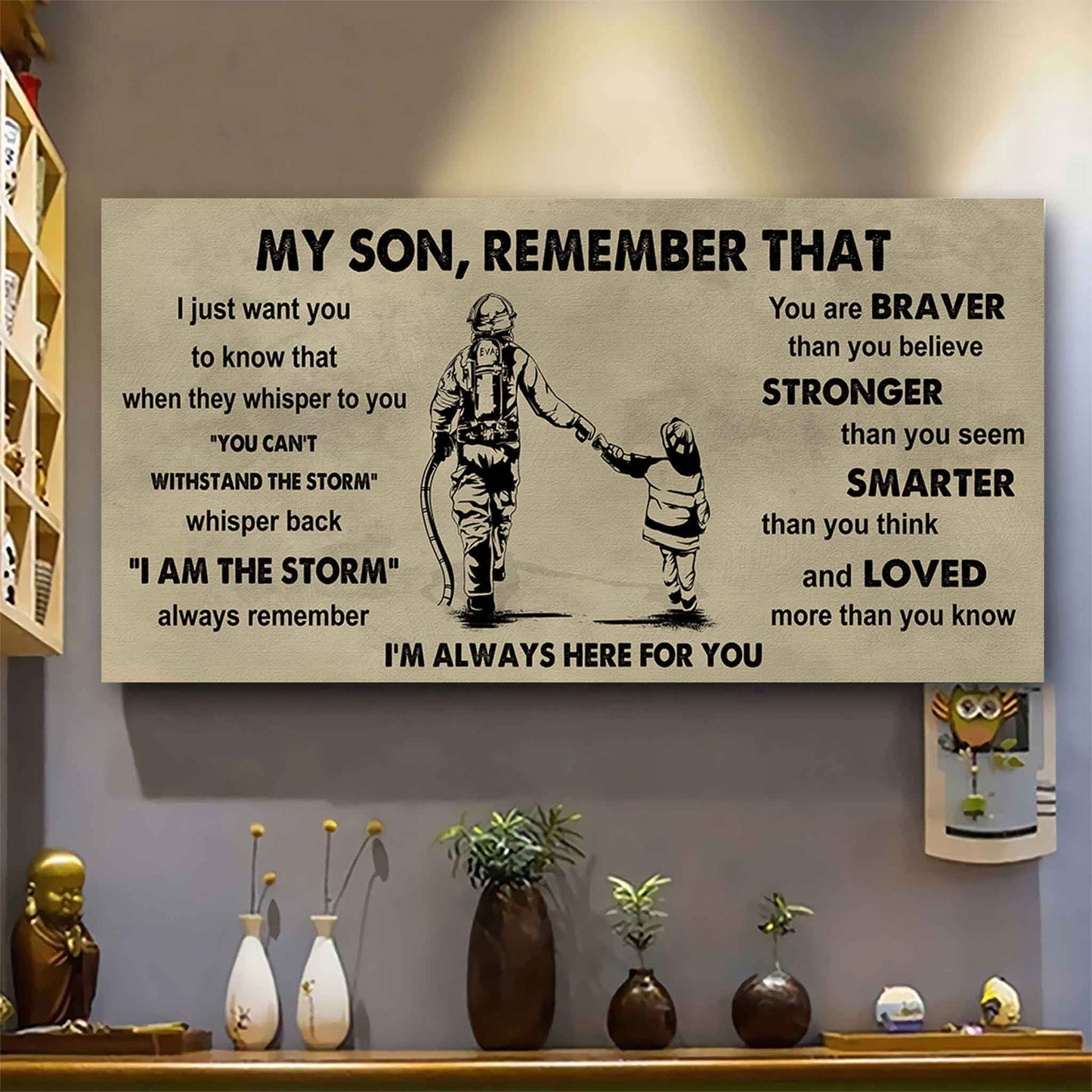 Personalized Sport Poster Canvas -  My Son Remember That Whisper Back I Am The Storm