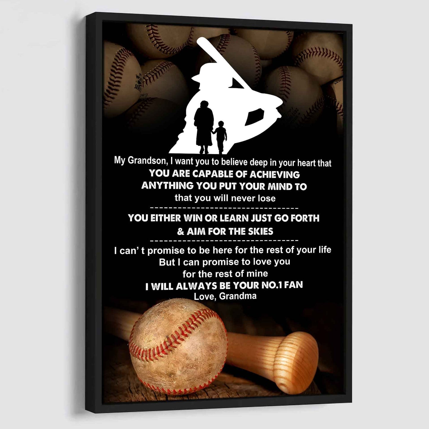 Tennis Poster Canvas Grandma To Grandson - That You Will Never Lose You Either Win Or Learn I Will Always Your No 1 Fan