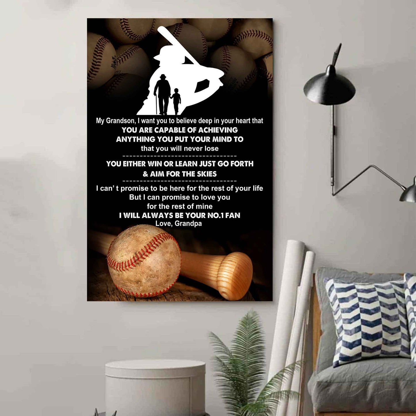 Tennis Poster Canvas Granpa To Grandson - That You Will Never Lose You Either Win Or Learn I Will Always Your No 1 Fan