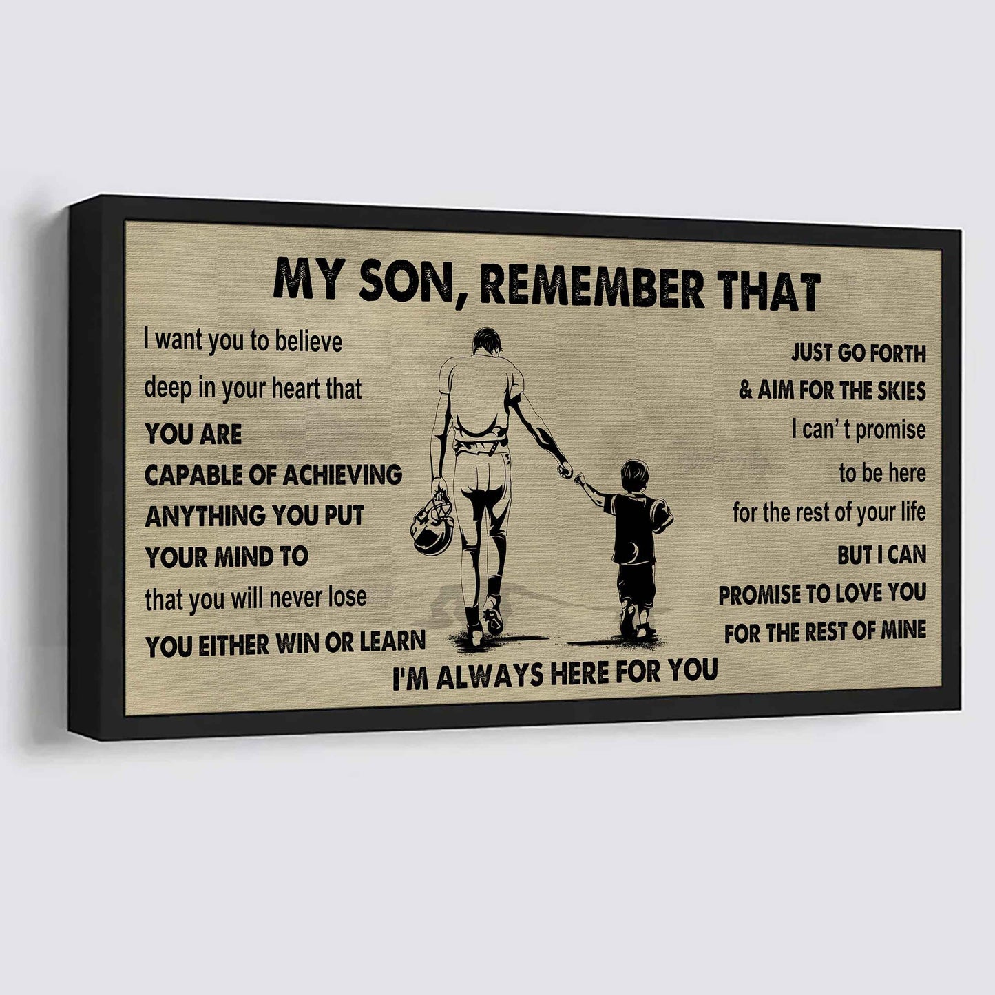 Personalized Sport Poster Canvas -  My Son Remember That You Will Never Lose You Either Win Or Learn