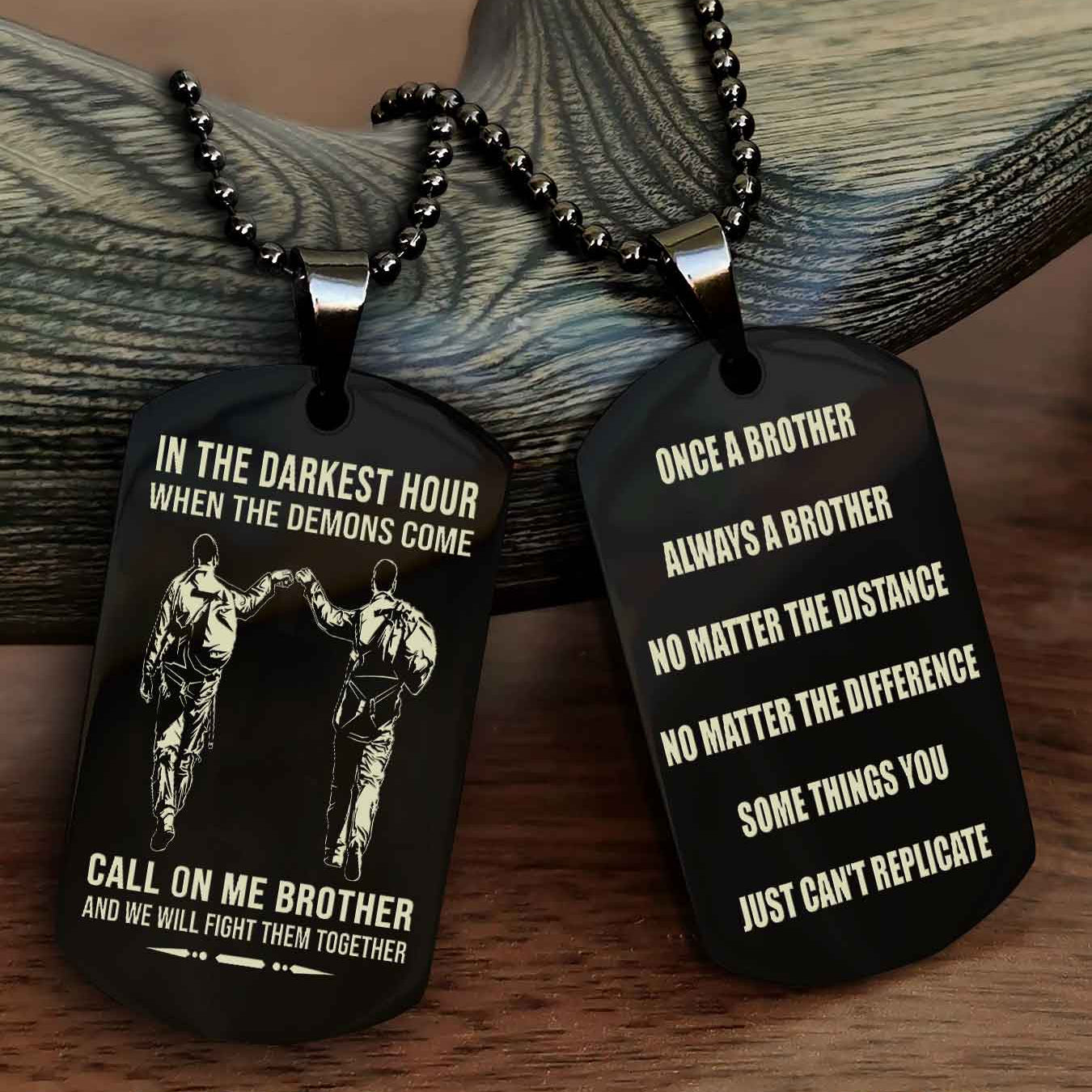 TWD Customizable engraved dog tag double sided gift from brother Once A Brother Always A Brother