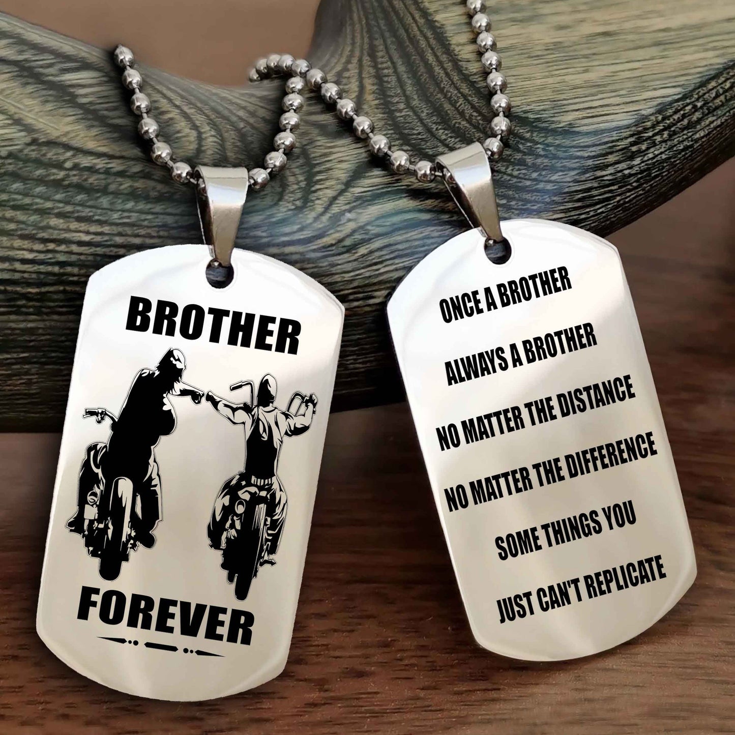 TWD Customizable engraved dog tag double sided gift from brother - Brother Forever Once A Brother Always A Brother