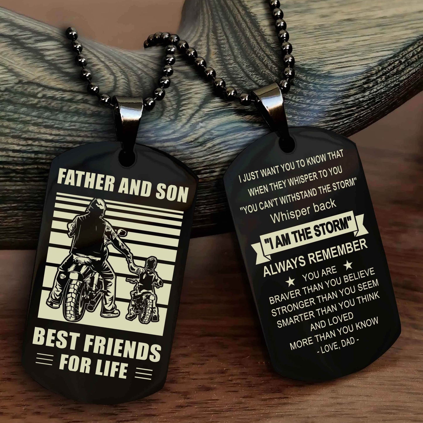 Knight Templar Personalized Double Sided Dog Tag Silver To My Son I Love You - Whisper Back I'm The Storm