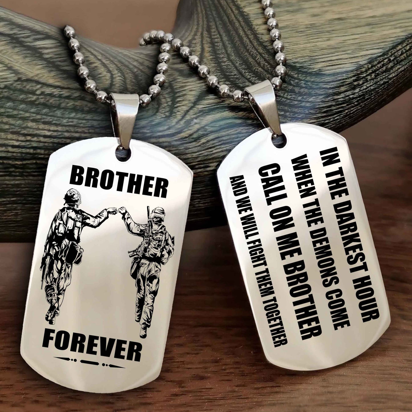 TWD Engraved Double Sided Dog Tag Call On Me Brother NAG Brothers Forever We Will Fight Them Together