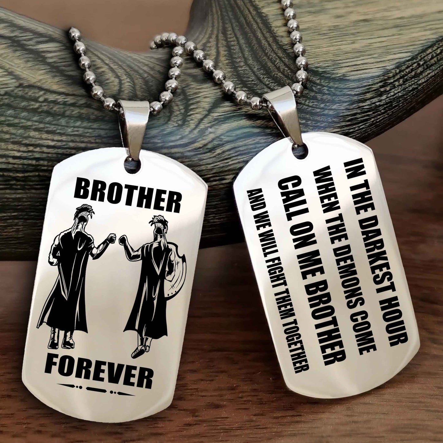 TWD Engraved Double Sided Dog Tag Call On Me Brother NAG Brothers Forever We Will Fight Them Together