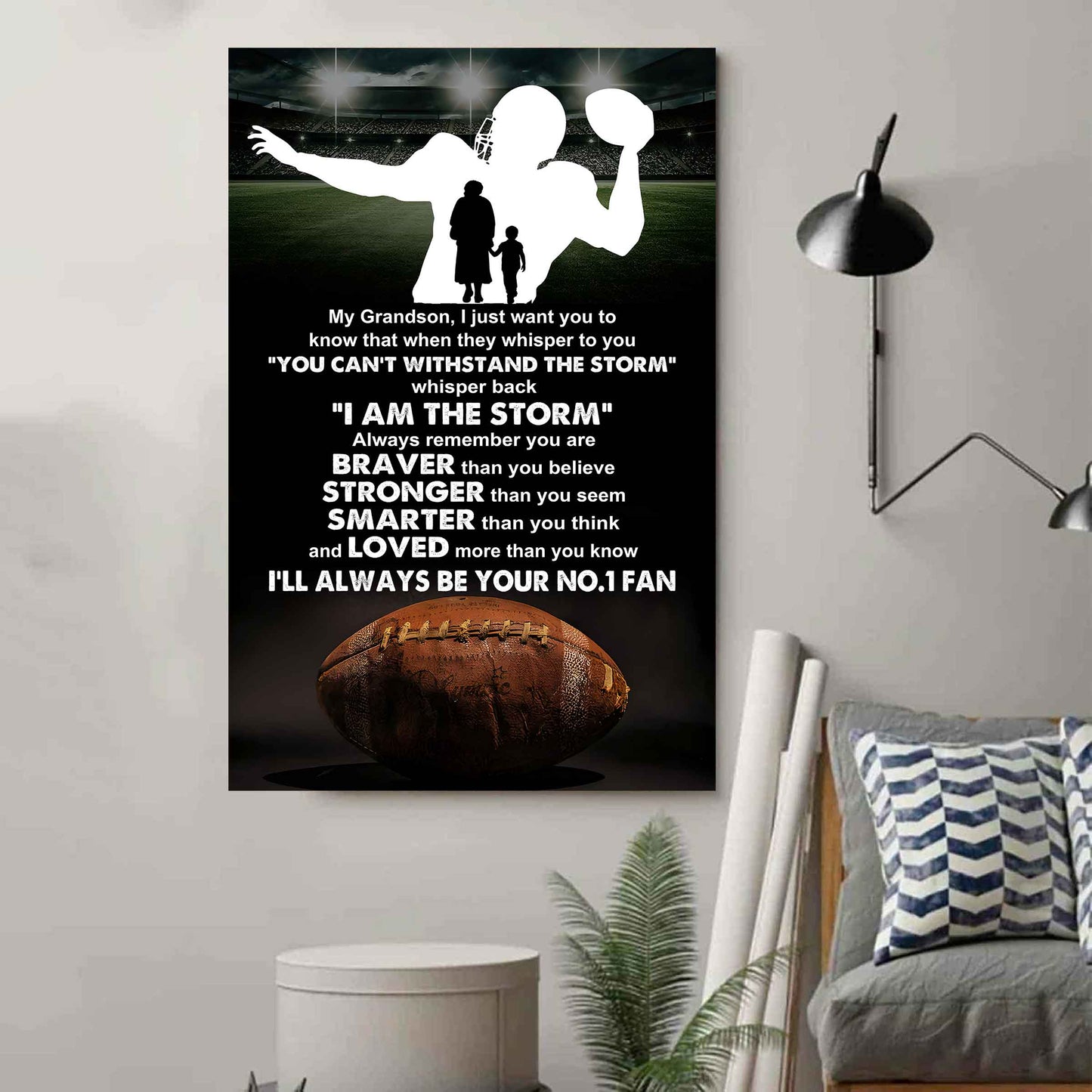 Tennis Poster Canvas Grandma To Grandson - Whisper Back I Am The Storm I Will Always Your No 1 Fan