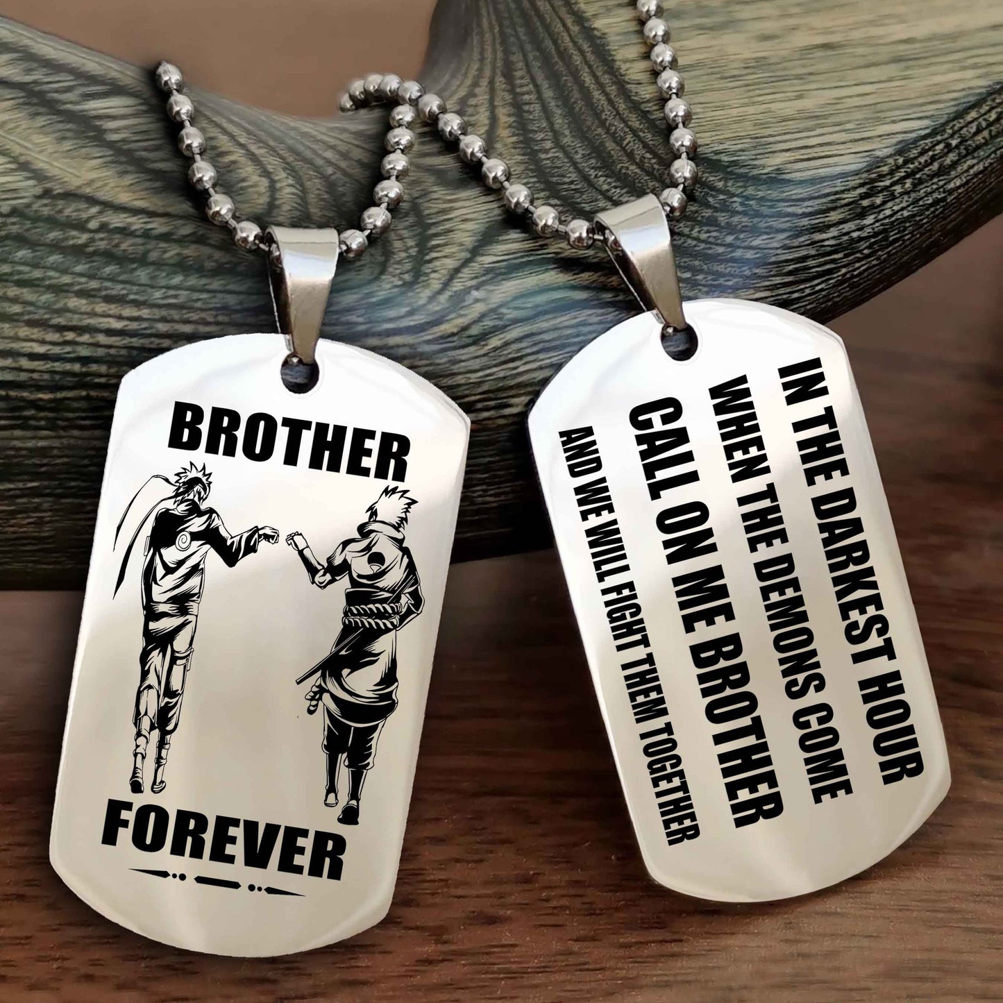 TWD Engraved Double Sided Dog Tag Call On Me Brother NAG Brothers Forever We Will Fight Them Together