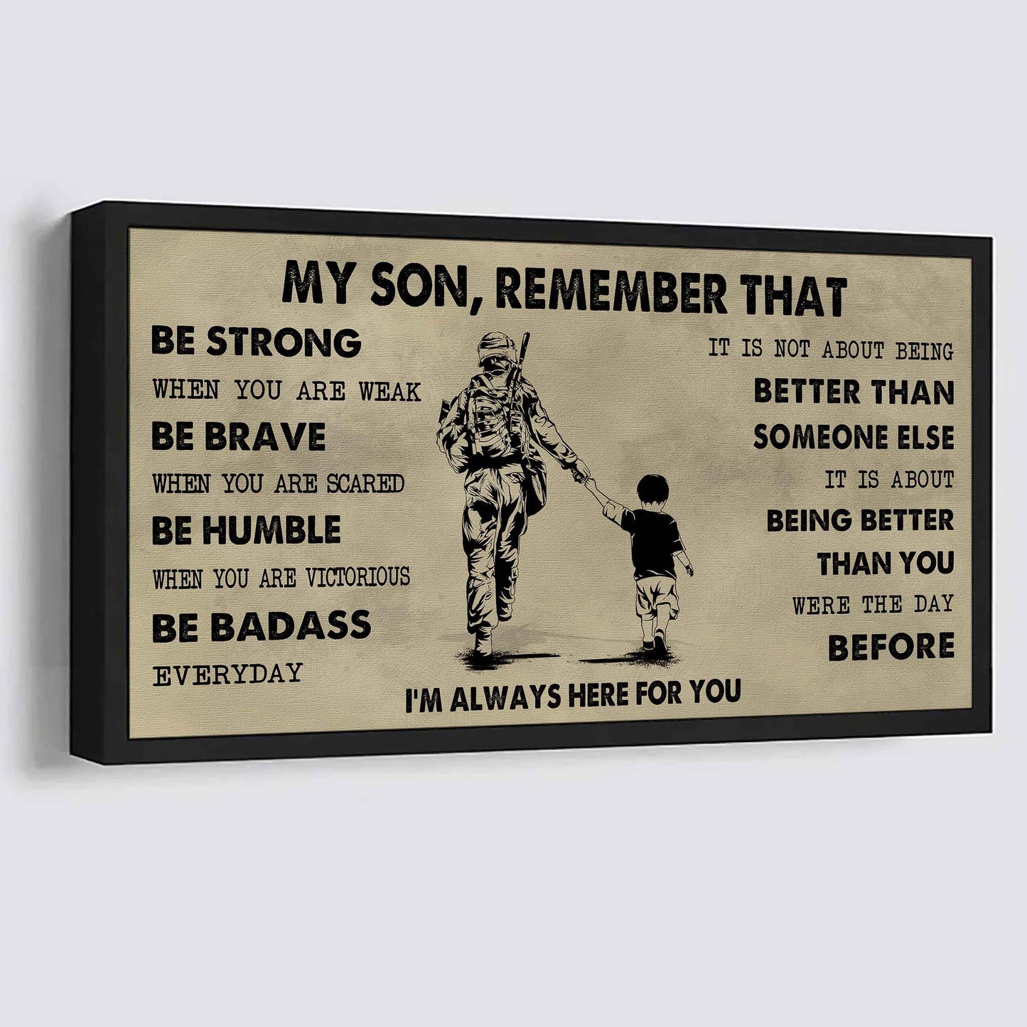Personalized DRB Poster Canvas - My Son Remember That Be Strong When You Are Weak Be Badass Everyday