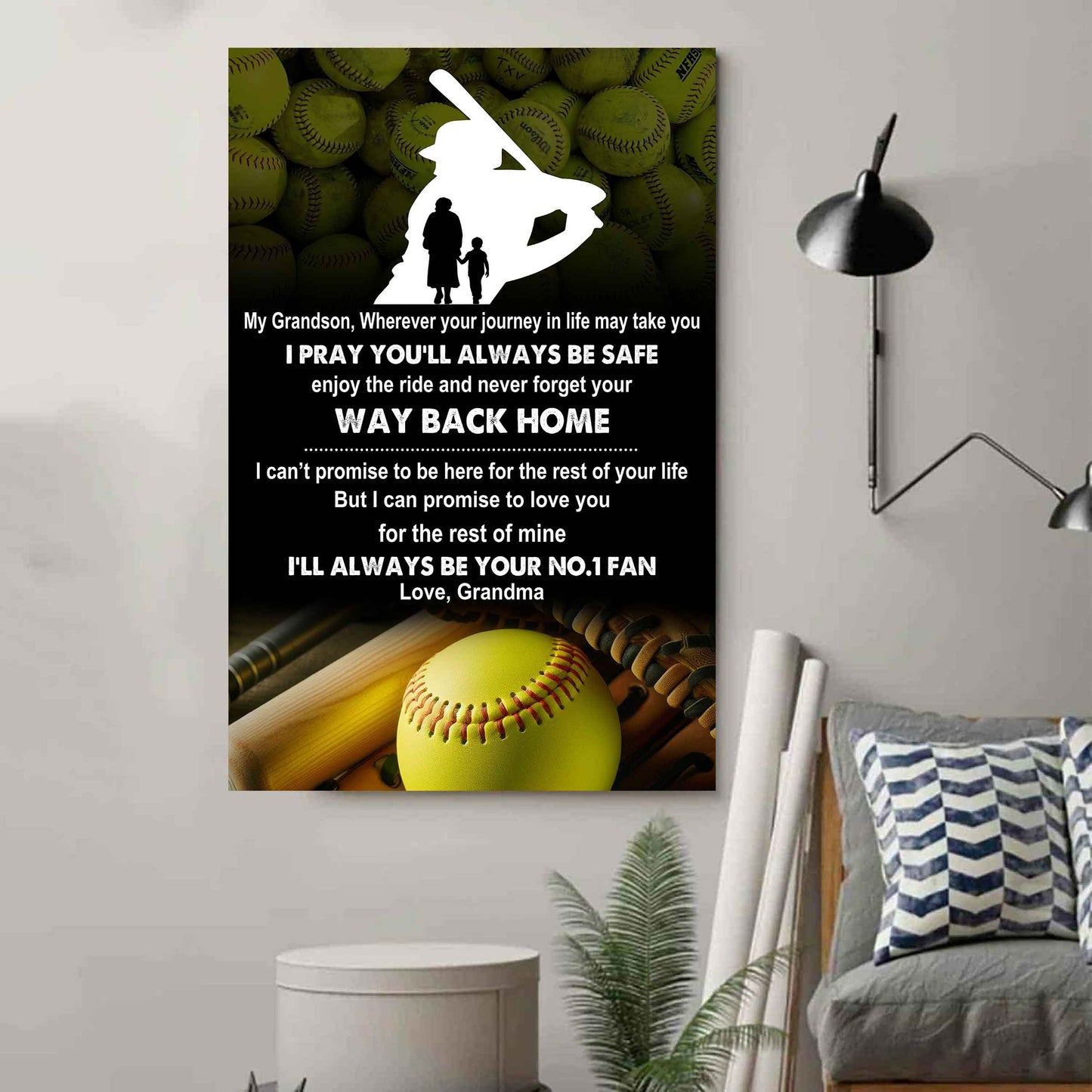 Tennis Poster Canvas Grandma To Grandson - Never Forget Your Way Back Home I Will Always Your No 1 Fan
