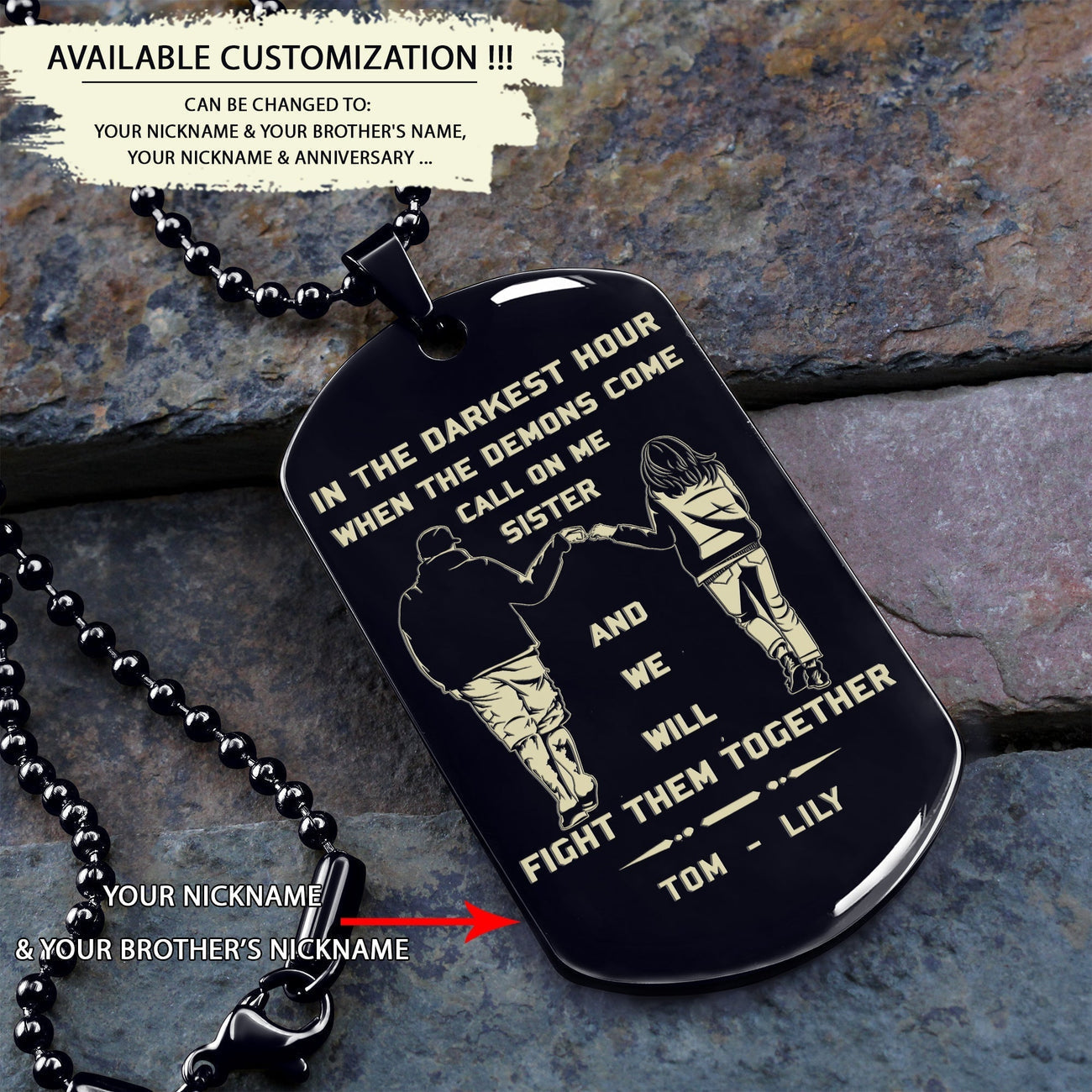 Personalized One Sided Dog Tag Call On Me Brother And We Will Fight Them Together Gift For Your Brother Your Cousins