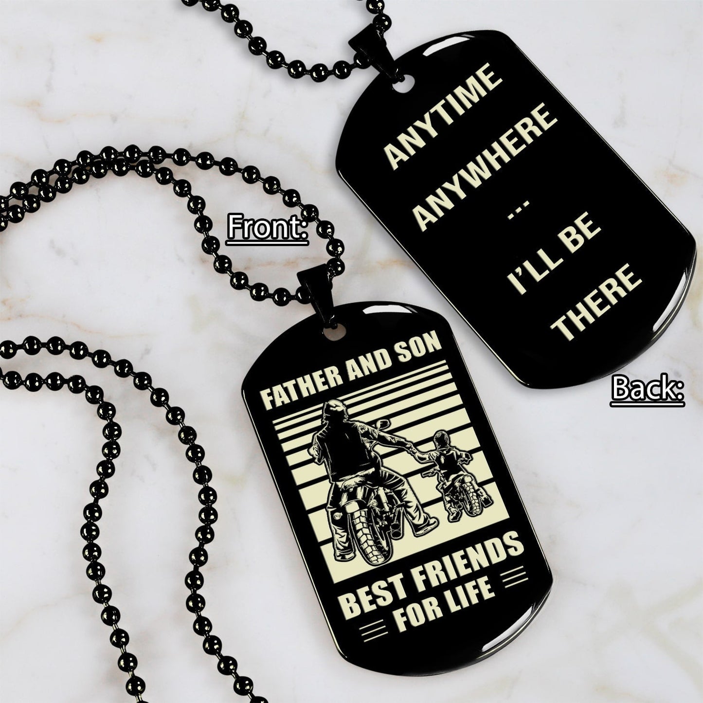NVL Personalized Double Sided Dog Tag Father And Son Best Friends For Life - Message on the back side