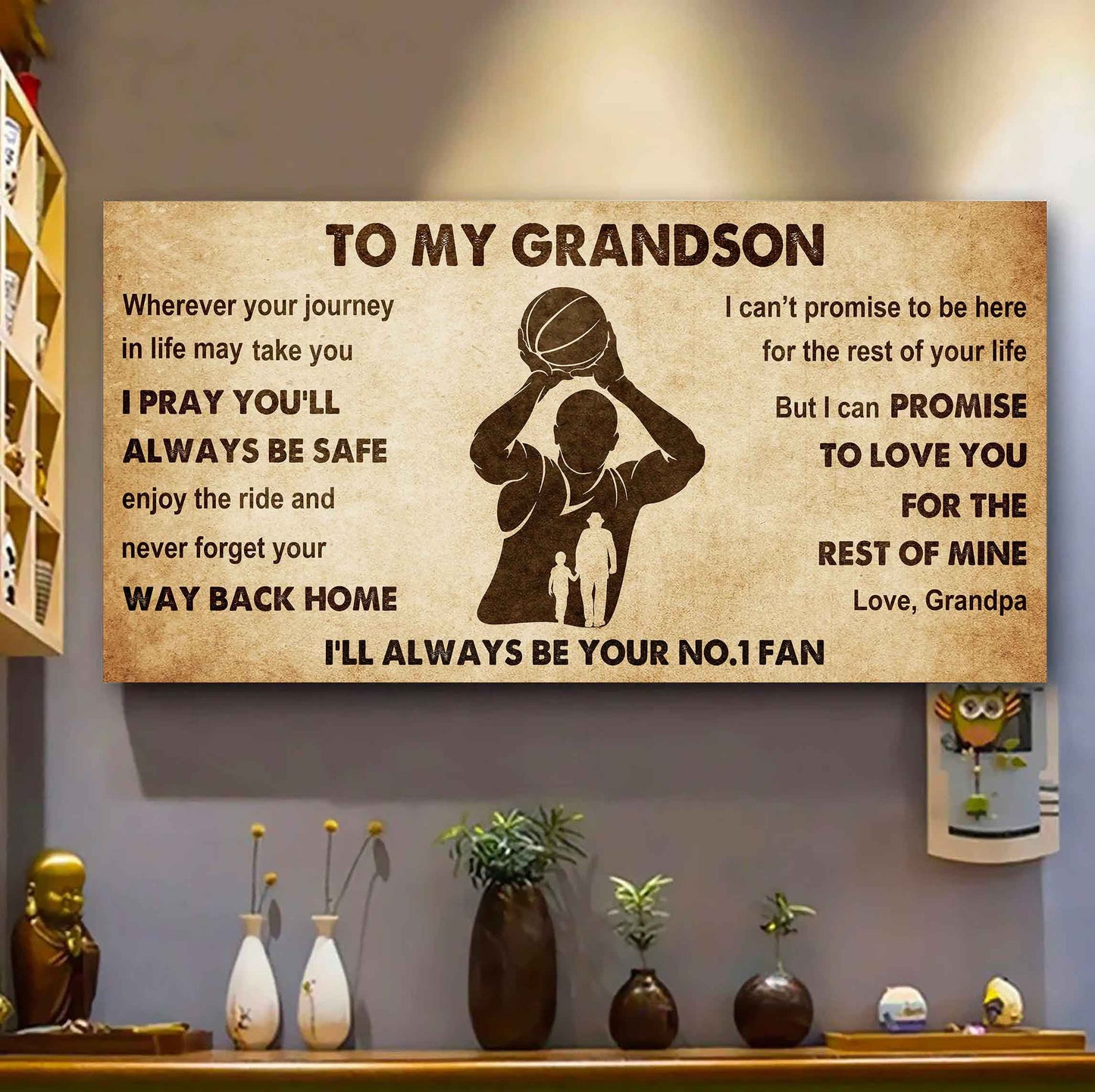 Personalized Sport  Baseball Poster Canvas I'll Be Your No 1 Fan Grandpa To Grandson - Never Forget Your Way Back Home