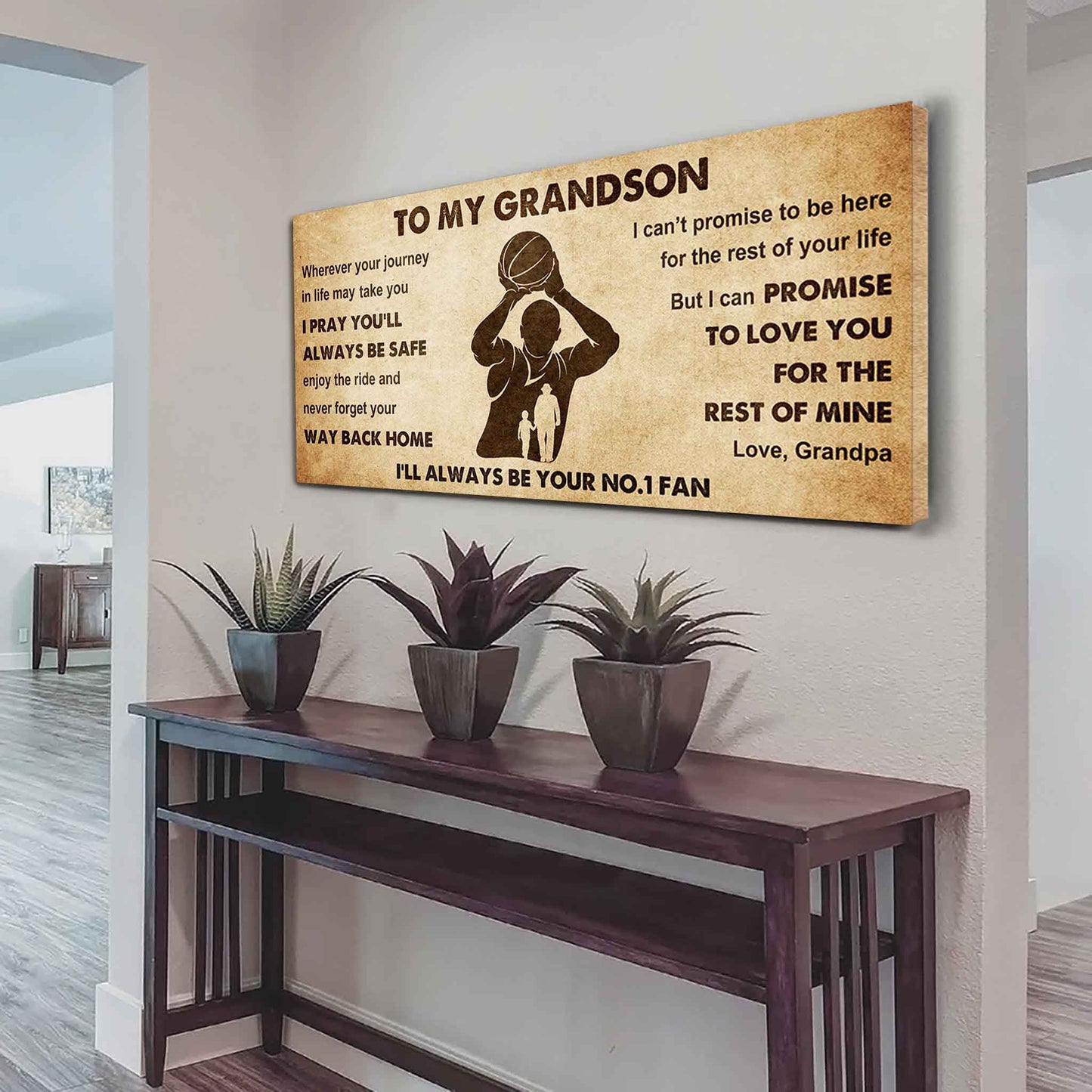 Personalized Sport Poster Canvas I'll Be Your No 1 Fan Grandpa To Grandson - Never Forget Your Way Back Home