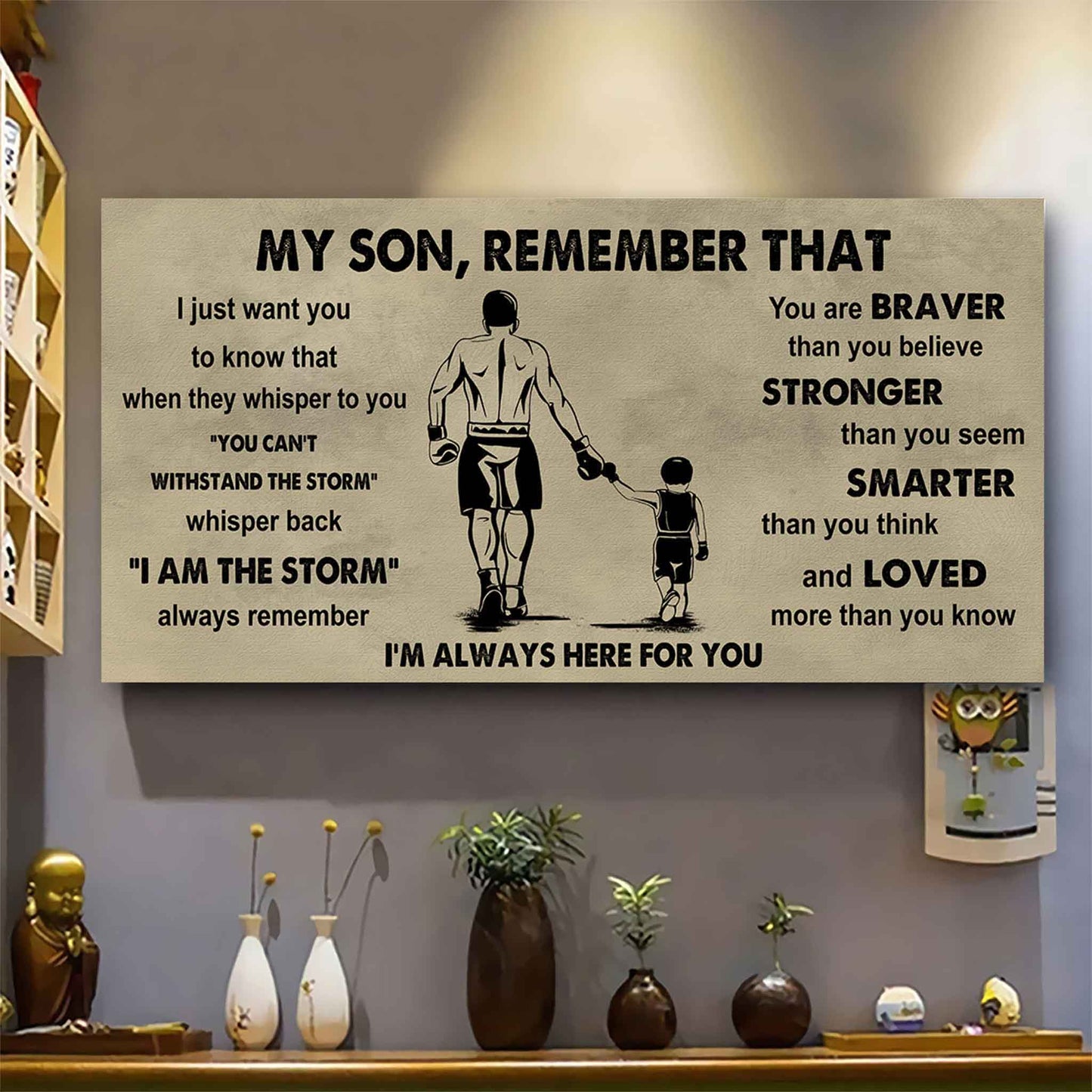 Personalized Sport Poster Canvas -  My Son Remember That Whisper Back I Am The Storm