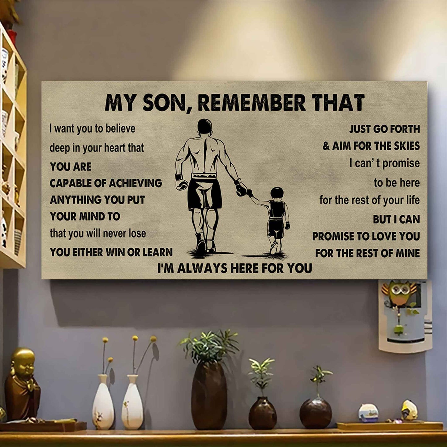 Personalized Sport Poster Canvas -  My Son Remember That You Will Never Lose You Either Win Or Learn