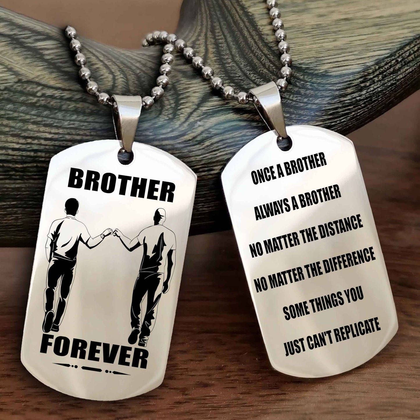 TWD Customizable engraved dog tag double sided gift from brother - Brother Forever Once A Brother Always A Brother