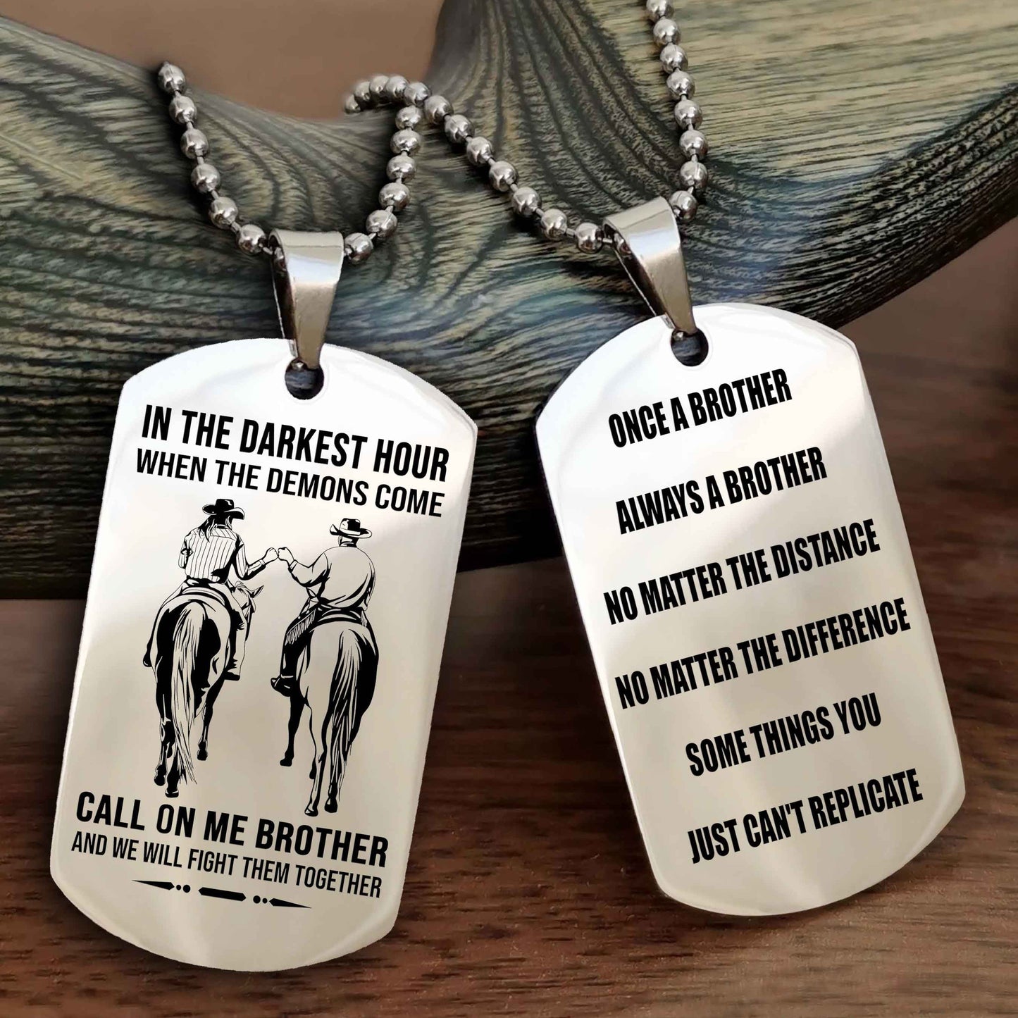 OP Customizable engraved dog tag double sided gift from brother Once A Brother Always A Brother