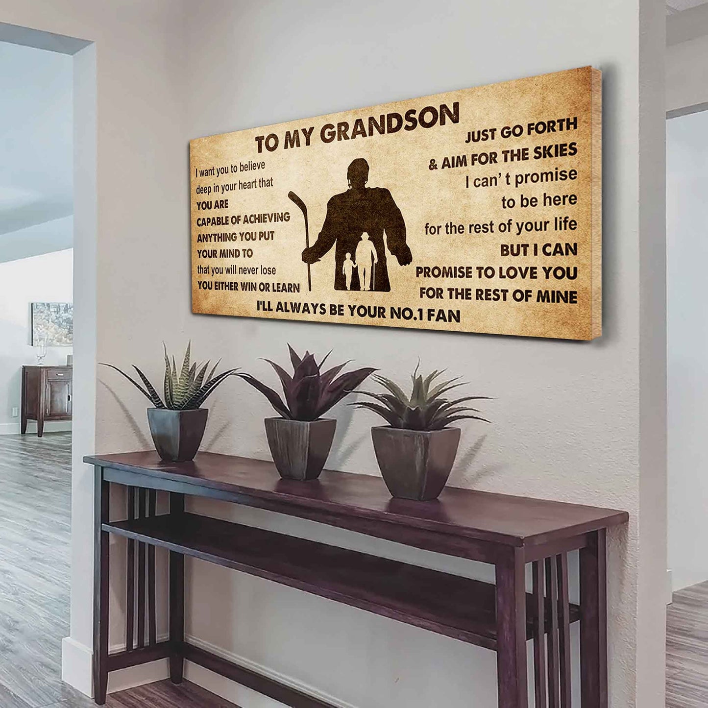 Personalized Sport Poster Canvas I'll Be Your No 1 Fan Grandpa To Grandson - You Will Never Lose You Either Win Or Learn