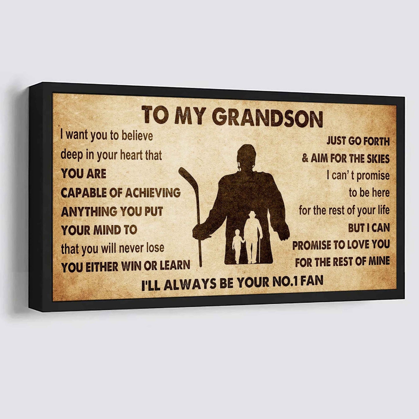 Personalized Sport Poster Canvas I'll Be Your No 1 Fan Grandpa To Grandson - You Will Never Lose You Either Win Or Learn