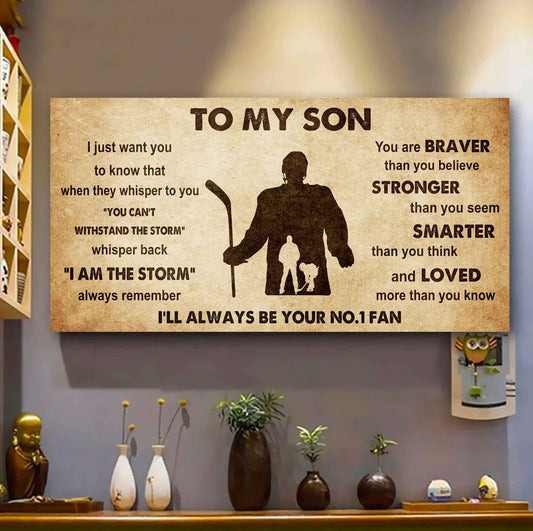 Personalized Sport Poster Canvas I'll Be Your No 1 Fan Dad To Son - Whisper Back I'm The Storm