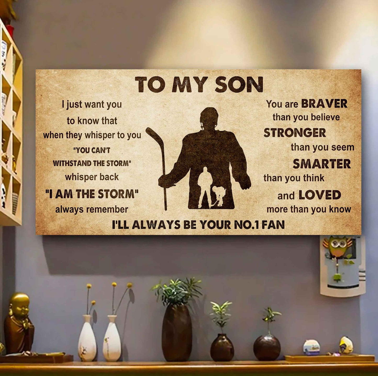 Personalized Sport Poster Canvas I'll Be Your No 1 Fan Dad To Son - Whisper Back I'm The Storm