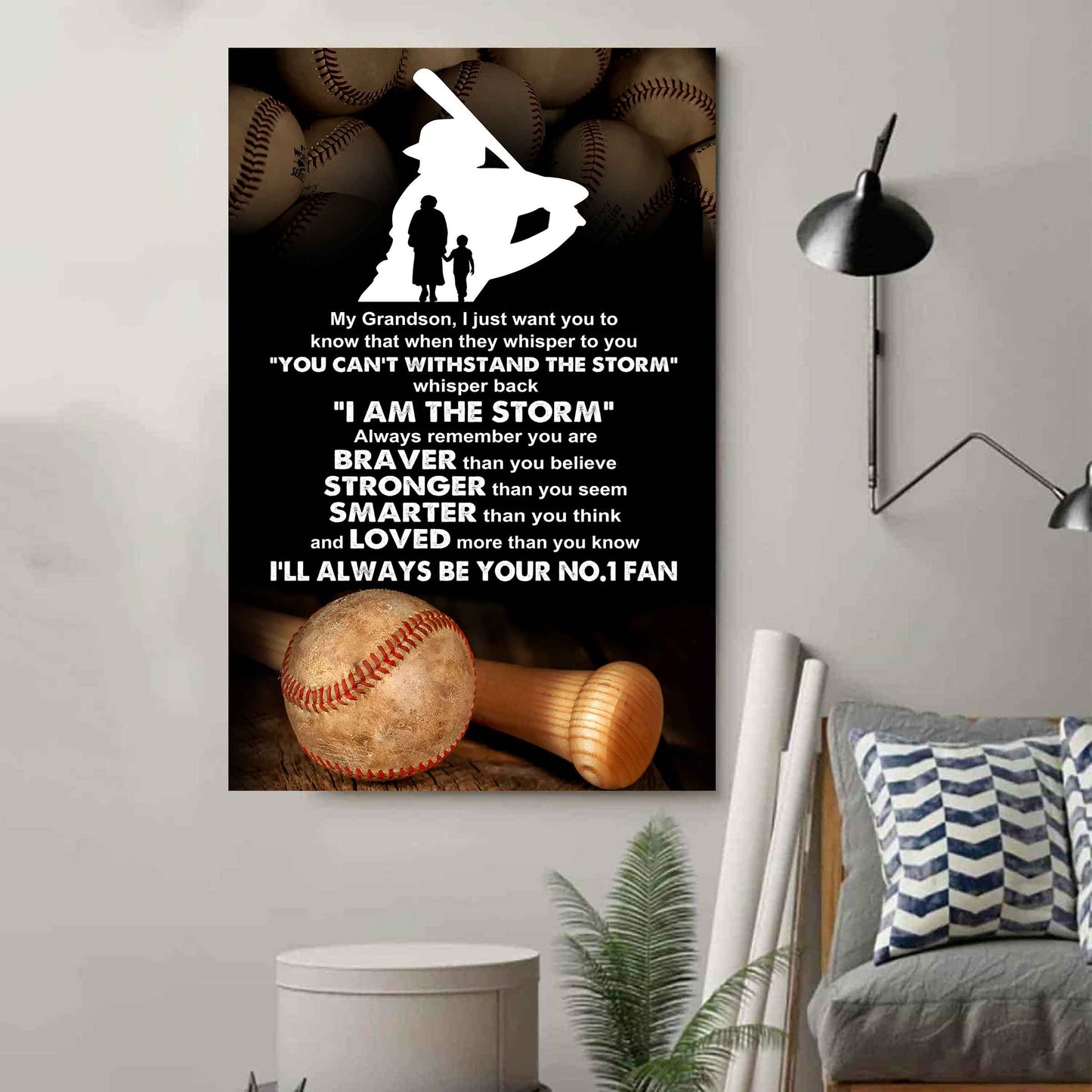 Tennis Poster Canvas Grandma To Grandson - Whisper Back I Am The Storm I Will Always Your No 1 Fan