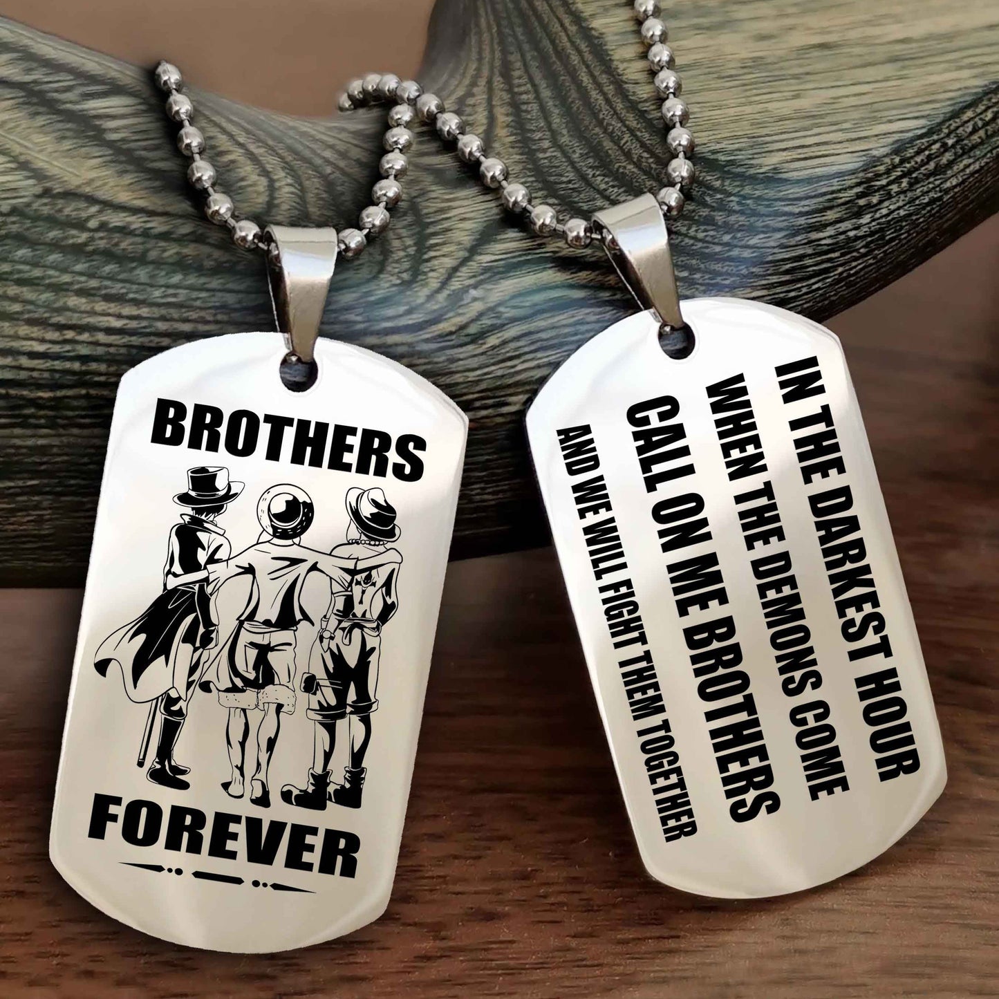 TWD Engraved Double Sided Dog Tag Call On Me Brother NAG Brothers Forever We Will Fight Them Together