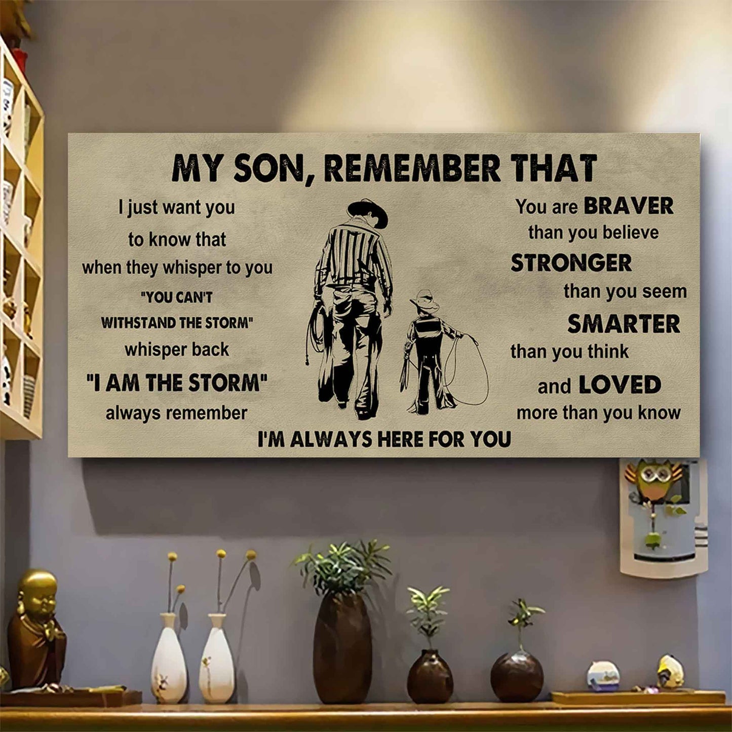 Personalized Sport Poster Canvas -  My Son Remember That Whisper Back I Am The Storm