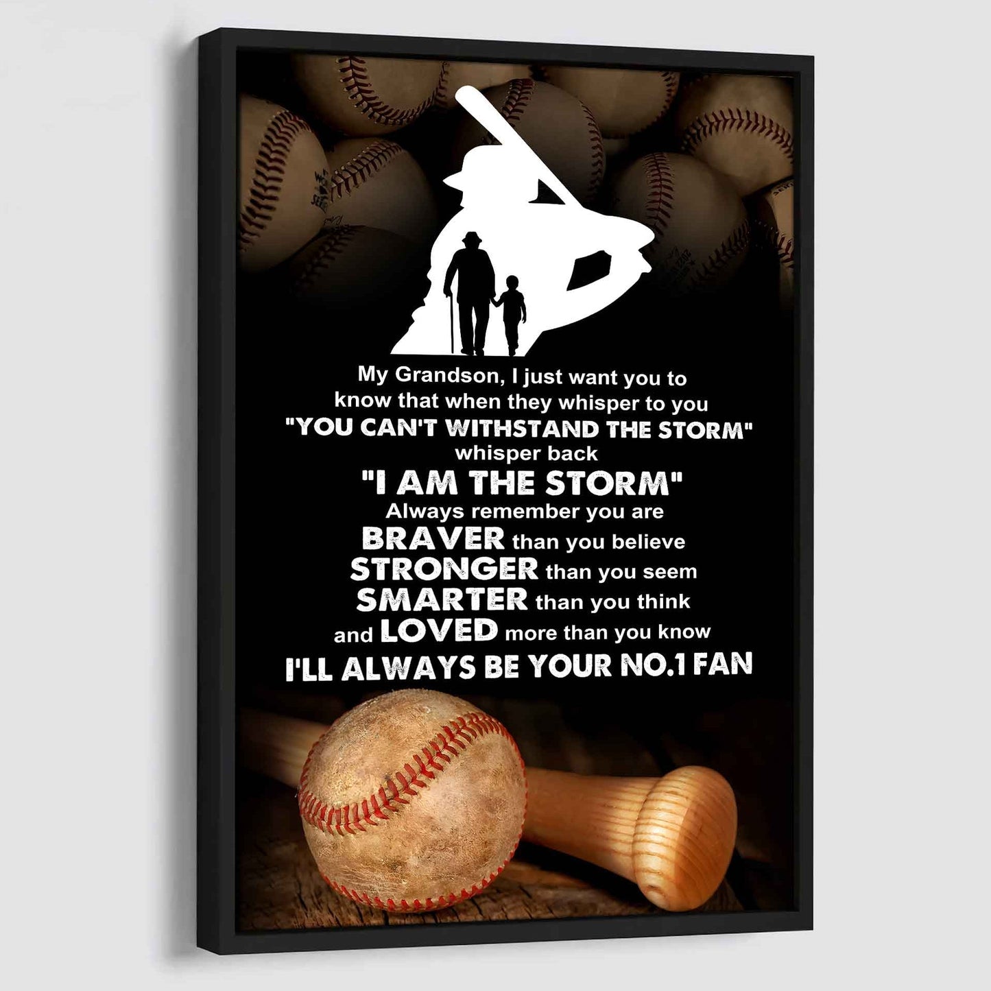 Sport Basketball Poster Canvas Granpa To Grandson - Whisper Back I Am The Storm I Will Always Your No 1 Fan