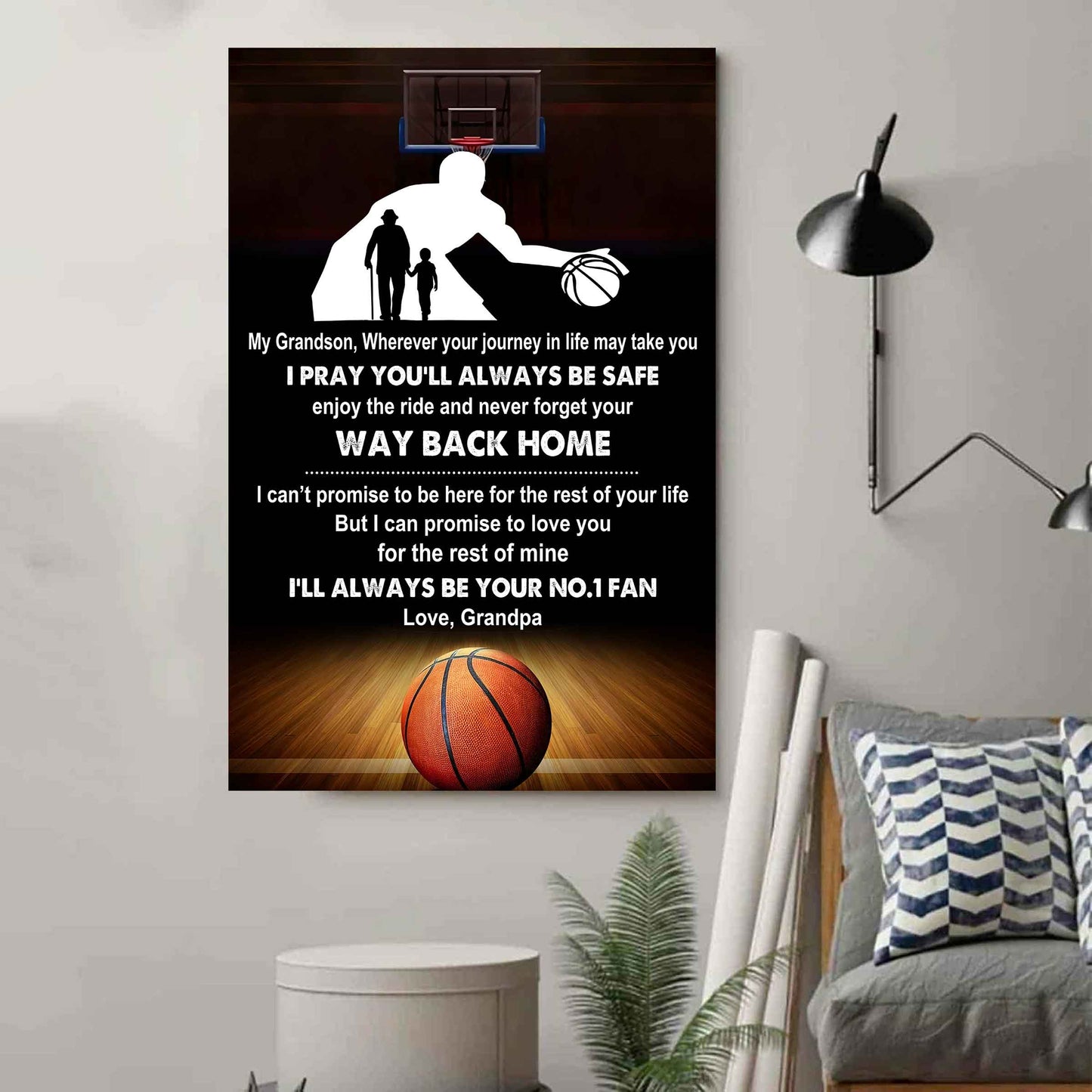 Tennis Poster Canvas Grandpa To Grandson - Never Forget Your Way Back Home I Will Always Your No 1 Fan