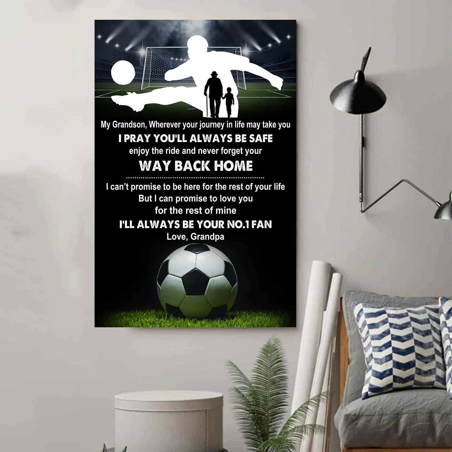 Tennis Poster Canvas Grandpa To Grandson - Never Forget Your Way Back Home I Will Always Your No 1 Fan