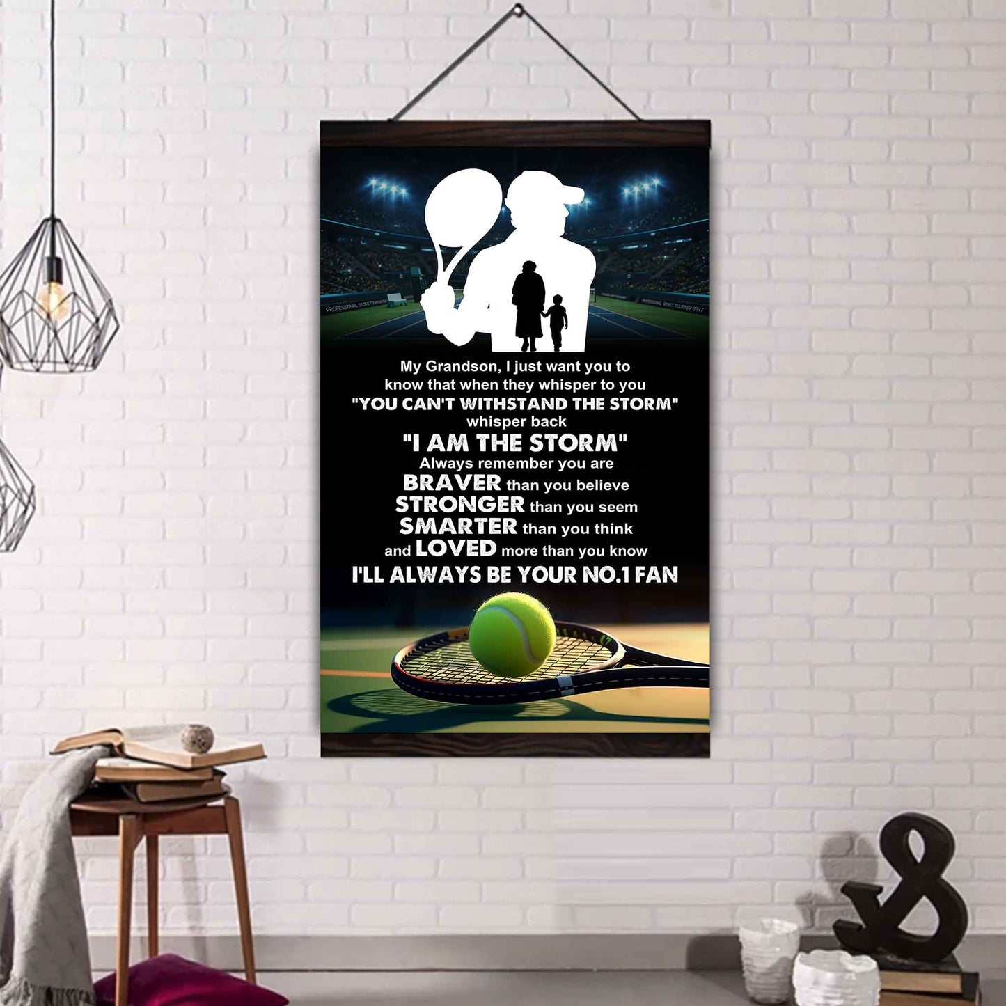Tennis Poster Canvas Grandma To Grandson - Whisper Back I Am The Storm I Will Always Your No 1 Fan