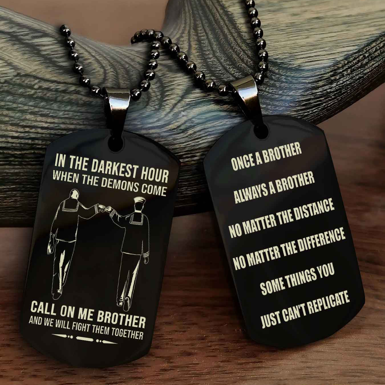 TWD Customizable engraved dog tag double sided gift from brother Once A Brother Always A Brother