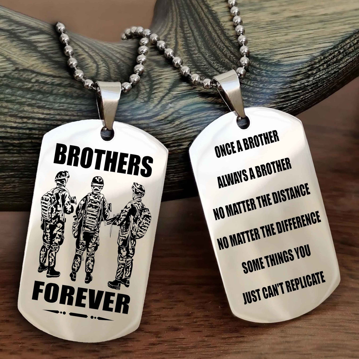 TWD Customizable engraved dog tag double sided gift from brother - Brother Forever Once A Brother Always A Brother