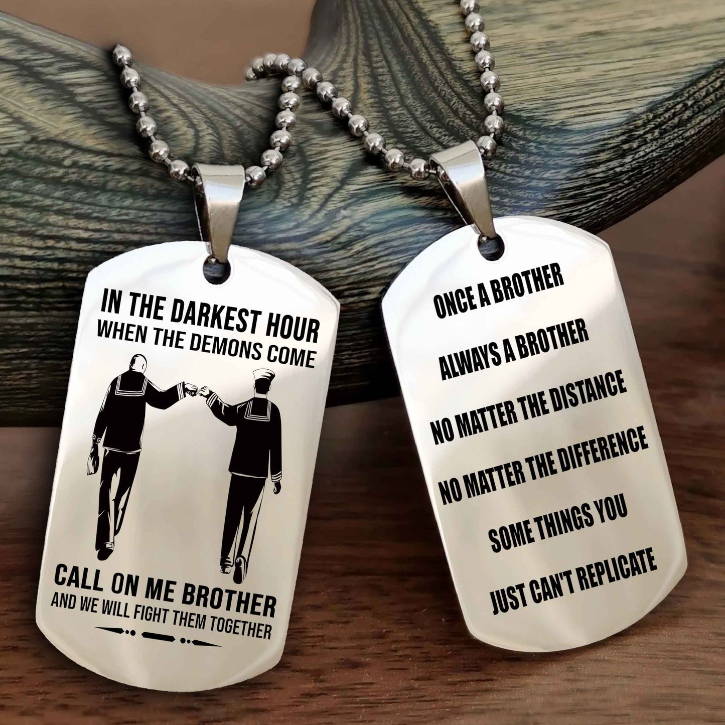 TWD Customizable engraved dog tag double sided gift from brother Once A Brother Always A Brother